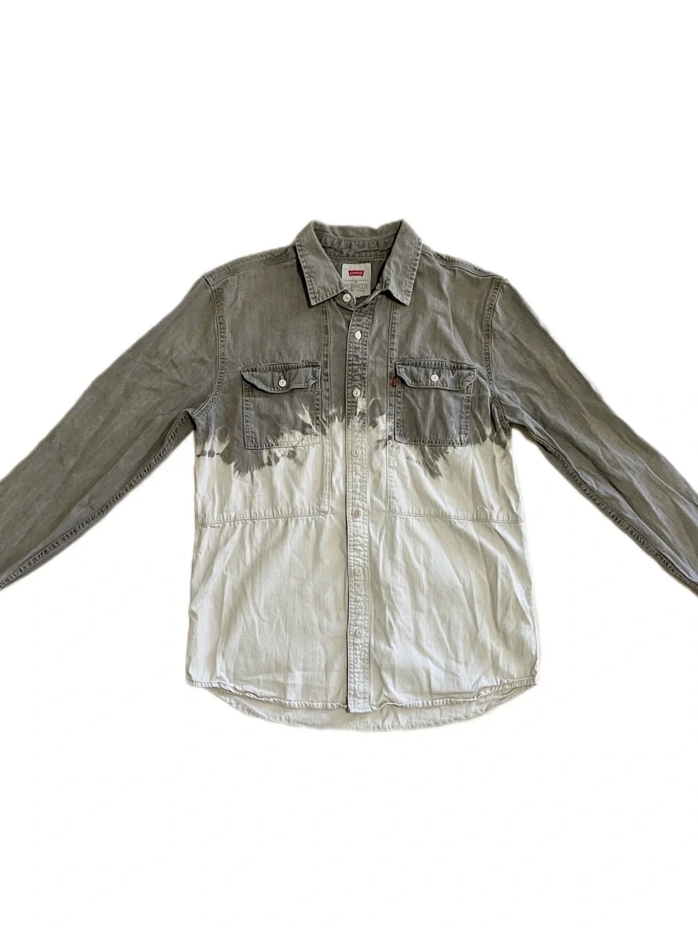 Levi's Two-Tone Gray and White Dip-Dye Button Down Shirt US Men's Medium